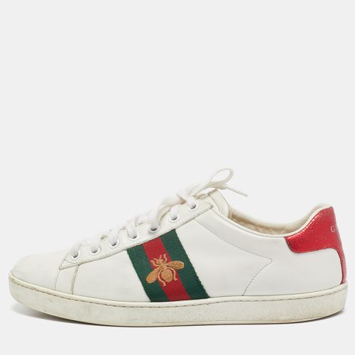 Leather and Snakeskin Embossed Ace Lace Up Sneakers Size 38 - Gucci - Modalova