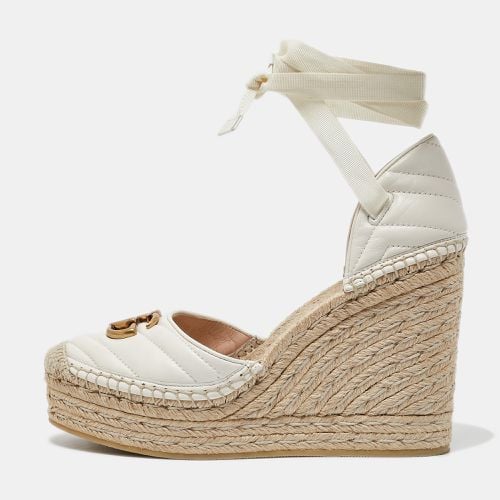 Leather GG Marmont Platform Wedge Espadrilles Size 39 - Gucci - Modalova