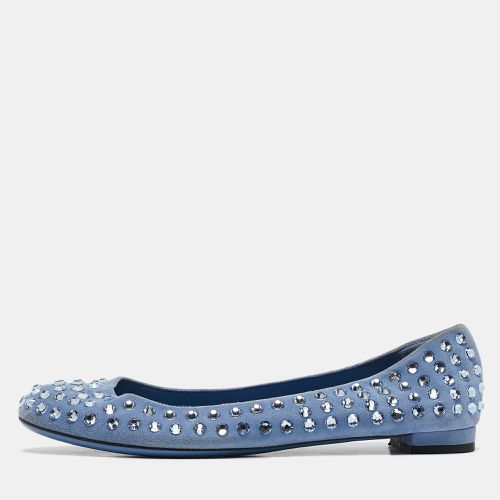 Suede Crystal Studded Suede Ballet Flats Size 38 - Gucci - Modalova