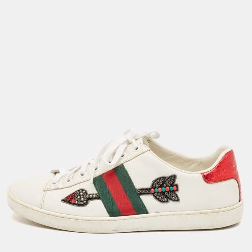 Leather and Python Embossed Leather Ace Low Top Sneakers Size 38.5 - Gucci - Modalova