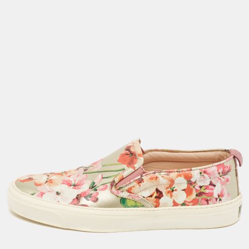 Blooms Print Leather Slip On Sneakers Size 36 - Gucci - Modalova