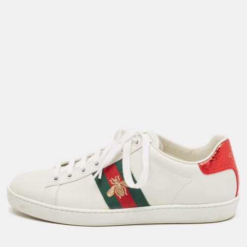 Leather Ace Bee Embroidered Low Top Sneakers Size 37 - Gucci - Modalova