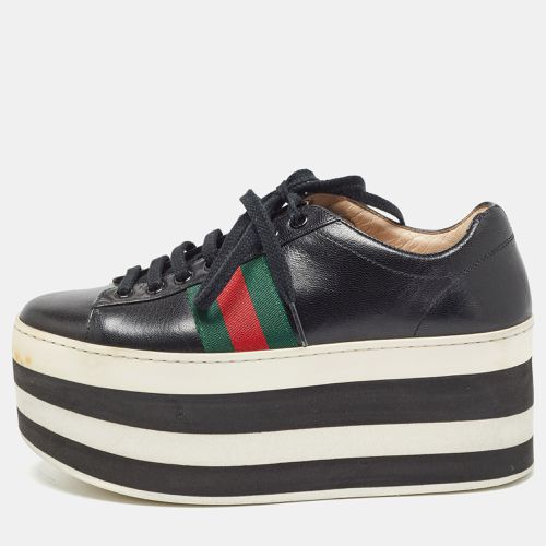 Leather Web Peggy Platform Sneakers Size 36 - Gucci - Modalova