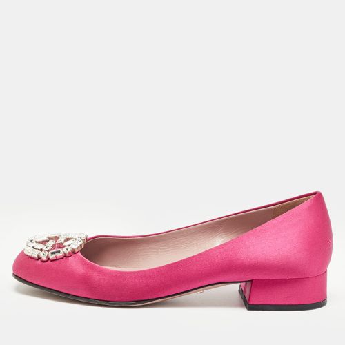 Satin Crystal Embellished Interlocking G Pumps Size 36 - Gucci - Modalova