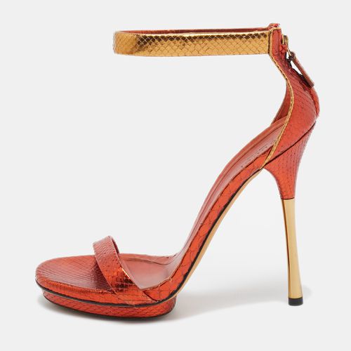 Orange/Gold Python Kelis Sandals Size 38 - Gucci - Modalova