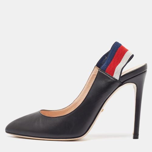 Leather Sylvie Web Slingback Pumps Size 37 - Gucci - Modalova