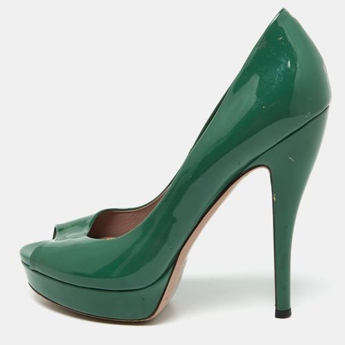 Patent Leather Peep Toe Platform Pumps Size 39 - Gucci - Modalova