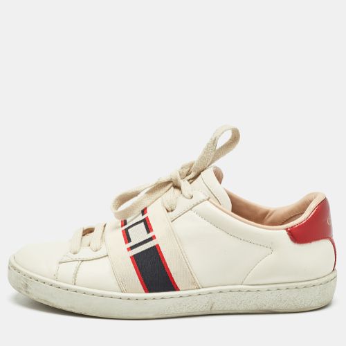 Red Leather Ace Band Low Top Sneakers Size 34 - Gucci - Modalova