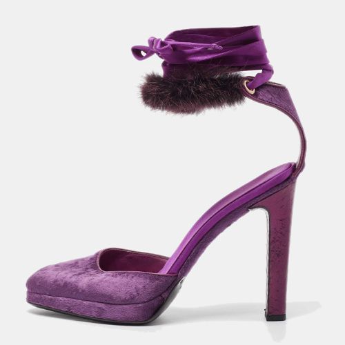 Velvet and Mink Fur Ankle Strap Sandals Size 37.5 - Gucci - Modalova