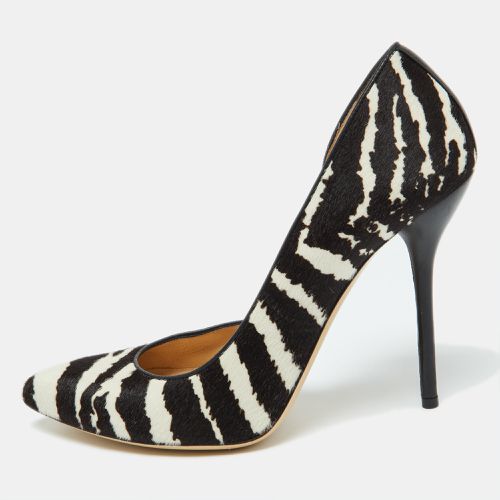 White/ Zebra Pony Hair Pointed D'Orsay Pumps Size 38 - Gucci - Modalova