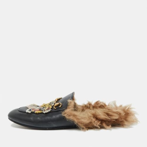 Leather and Fur Tiger Embroidered Princetown Mules Size 39 - Gucci - Modalova