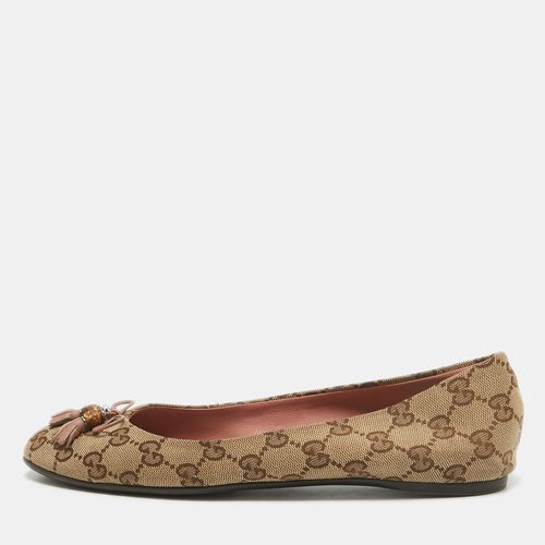 Beige GG Canvas Tassel Bow Ballet Flats Size 38.5 - Gucci - Modalova