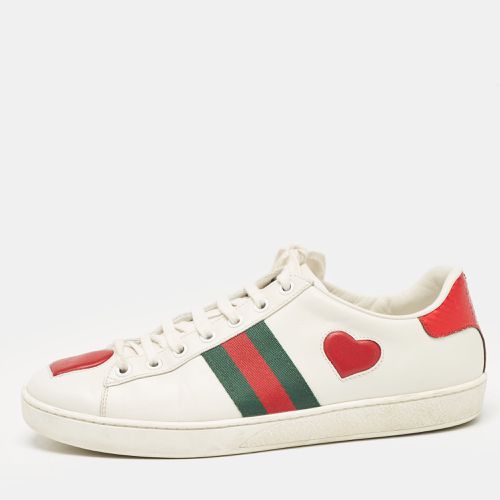 Leather and Snakeskin Embossed Ace Web Lace Up Sneakers Size 38.5 - Gucci - Modalova