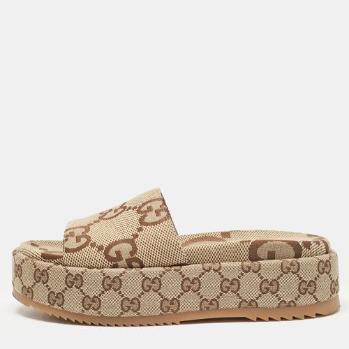 GG Canvas Platform Flat Sandals Size 38 - Gucci - Modalova