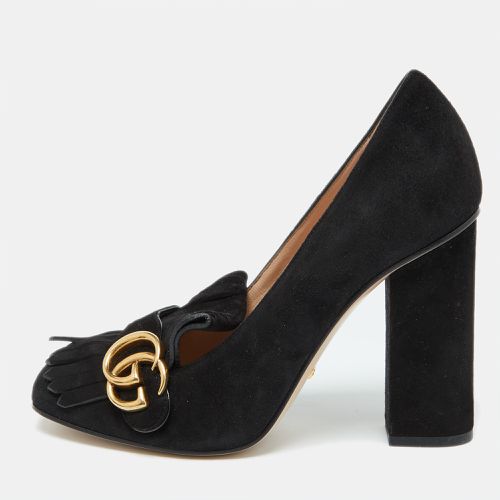 Suede GG Marmont Block Heel Pumps Size 38.5 - Gucci - Modalova