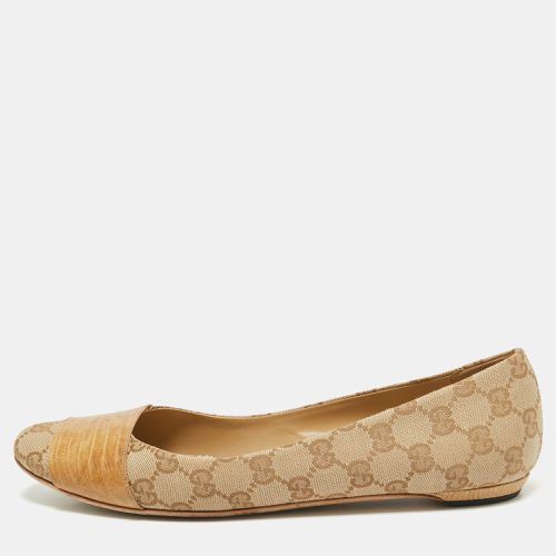 Brown GG Canvas and Embossed Lizard Ballet Flats Size 41 - Gucci - Modalova