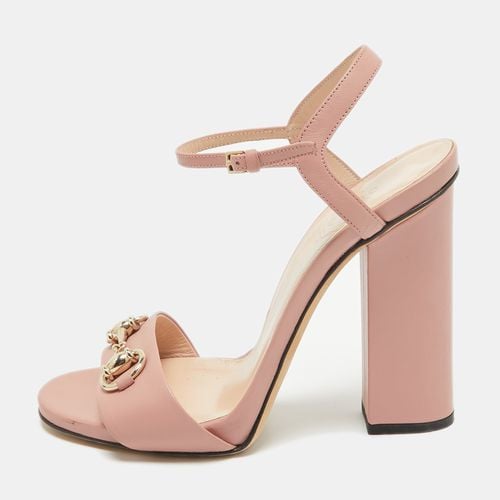 Leather Horsebit Ankle Strap Sandals Size 37 - Gucci - Modalova