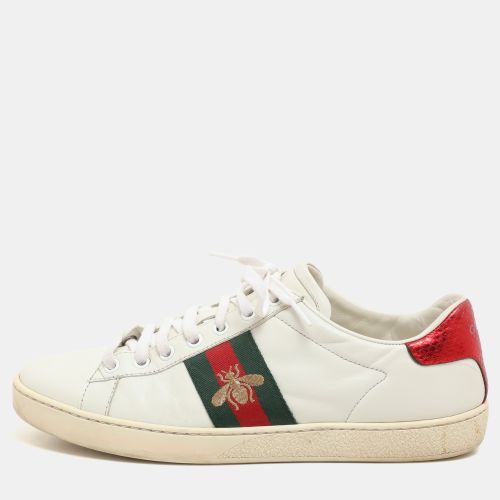 Leather Embroidered Bee Ace Low Top Sneakers Size 37.5 - Gucci - Modalova