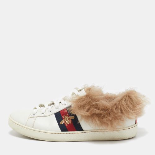 Leather and Fur Embroidered Bee Ace Sneakers Size 38 - Gucci - Modalova