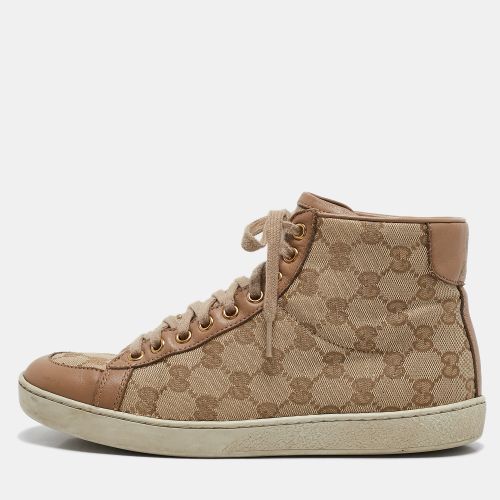 Canvas and Leather Brooklyn High Top Sneakers Size 37 - Gucci - Modalova