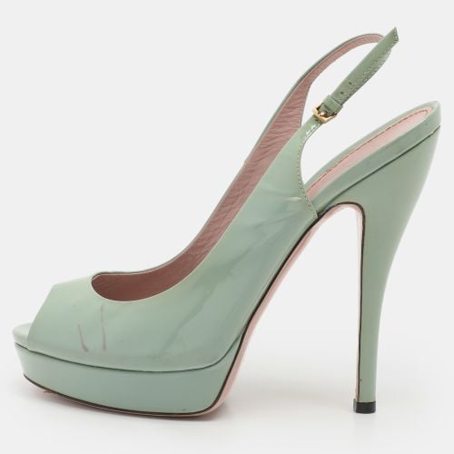 Patent Leather Peep-Toe Platform Slingback Pumps Size 39 - Gucci - Modalova