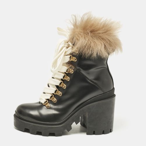 Leather and Shearling Fur Magnum Ankle Length Boots Size 35.5 - Gucci - Modalova