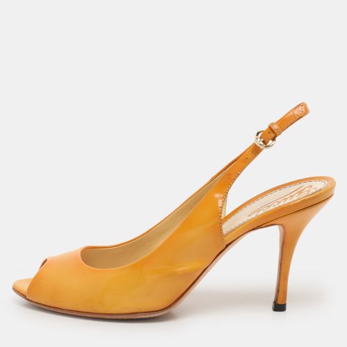 Patent Leather Peep Toe Slingback Pumps Size 37 - Gucci - Modalova