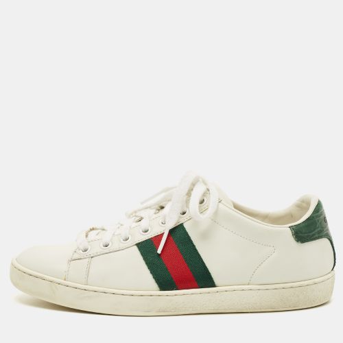 Crocodile and Leather Ace Lace Up Sneakers Size 37 - Gucci - Modalova