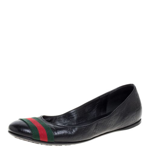 Ssima Leather Web Stripe Ballet Flats Size 35.5 - Gucci - Modalova