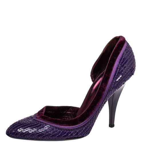 Sequined Satin And Velvet Half D'orsay Pumps Size 38.5 - Gucci - Modalova