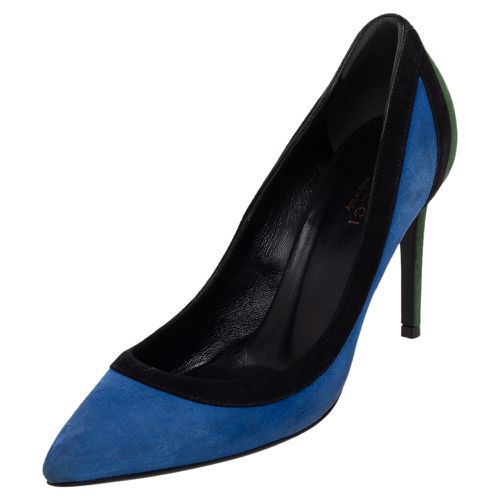 Tricolor Suede Pointed Toe Pumps Size 35.5 - Gucci - Modalova