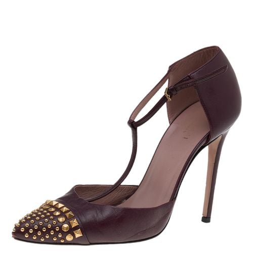 Leather Coline Studded T Strap Pumps Size 38 - Gucci - Modalova