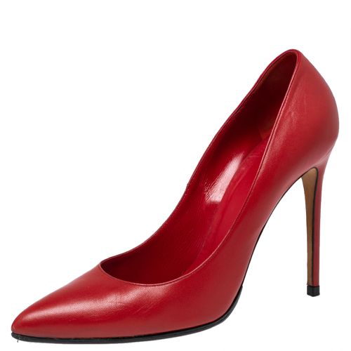 Tomato Leather Pointed-Toe Pumps Size 40 - Gucci - Modalova