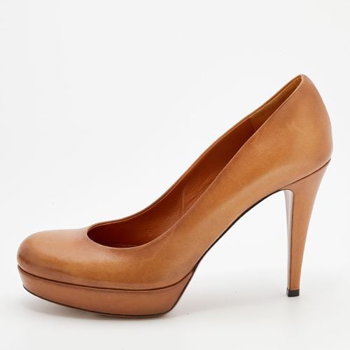 Leather Round Toe Platform Pumps Size 39 - Gucci - Modalova