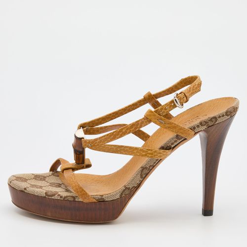 Leather Bamboo Ankle Strap Sandals Size 35.5 - Gucci - Modalova