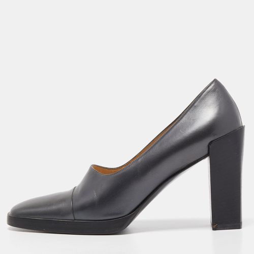 Dark Leather Square Toe Platform Pumps Size 37 - Gucci - Modalova