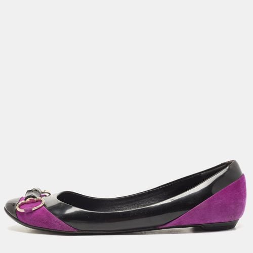 Black Patent Leather And Suede Bamboo Horsebit Ballet Flats Size 39.5 - Gucci - Modalova