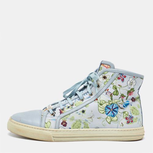 Leather and Floral Print Canvas High Top Sneakers Size 39 - Gucci - Modalova