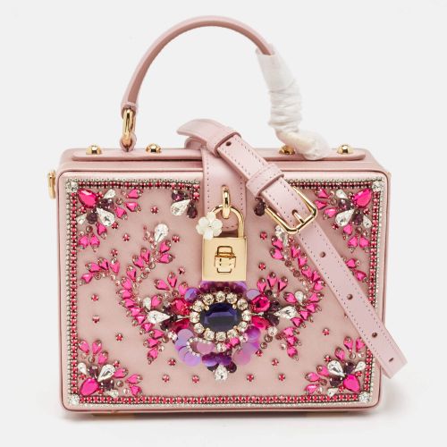 Satin and Leather Crystals Embellished Dolce Box Bag - Dolce & Gabbana - Modalova