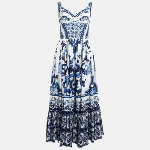 Printed Cotton Sleeveless Midi Dress L - Dolce & Gabbana - Modalova