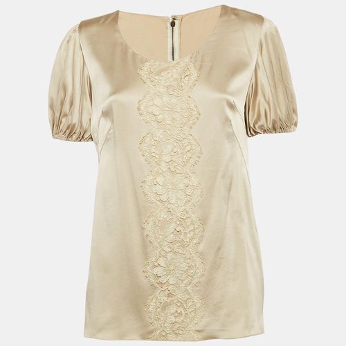 Lace Trim Satin Puff Sleeve Blouse M - Dolce & Gabbana - Modalova