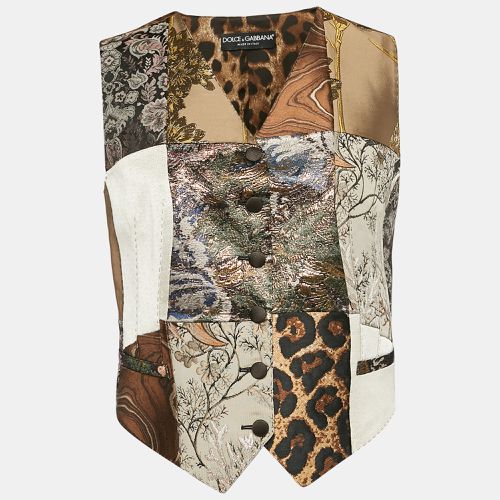 Printed satin and Jacquard Patchwork Waist Coat M - Dolce & Gabbana - Modalova