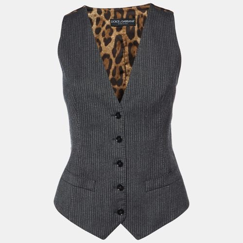 Dark Stripe Wool Blend Vest S - Dolce & Gabbana - Modalova