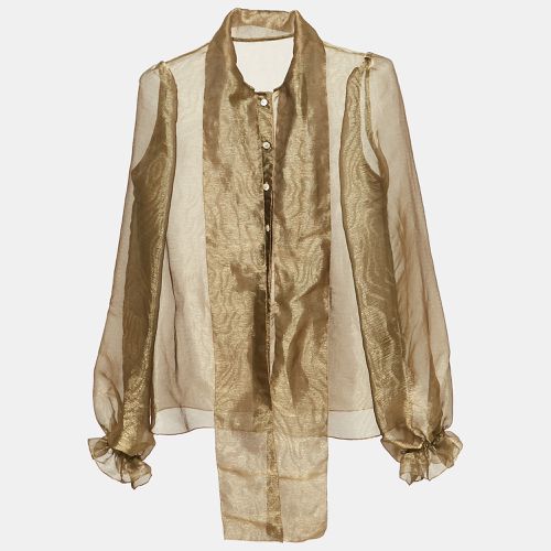 Organza Tie-up Neck Button Front Blouse L - Dolce & Gabbana - Modalova