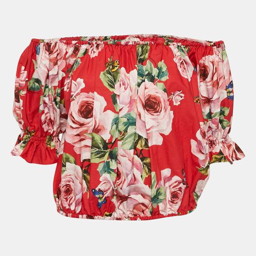 Floral Print Poplin Off-Shoulder Crop Top M - Dolce & Gabbana - Modalova