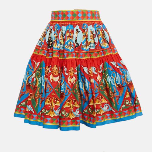 Red Carretto Print Gathered Mini Skirt M - Dolce & Gabbana - Modalova