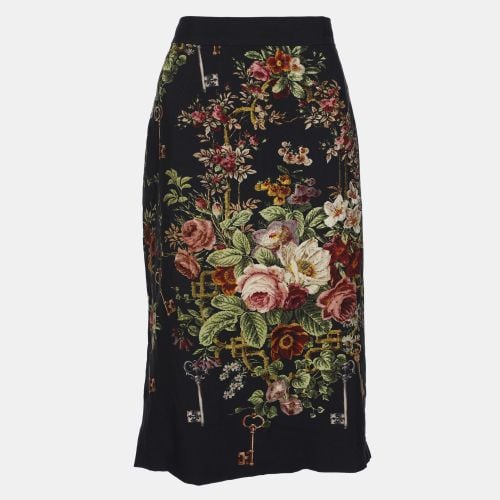 Dark Grey Floral Print Crepe Sheath Skirt L - Dolce & Gabbana - Modalova