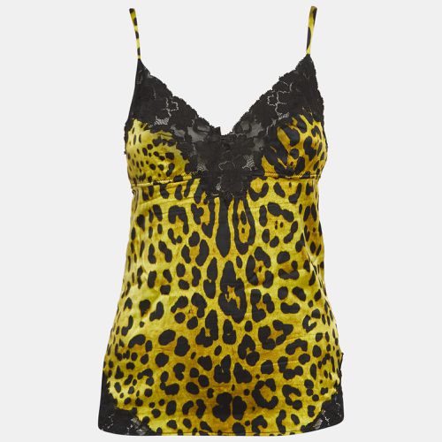 Leopard Print Stretch Satin and Lace Camisole Top M - Dolce & Gabbana - Modalova