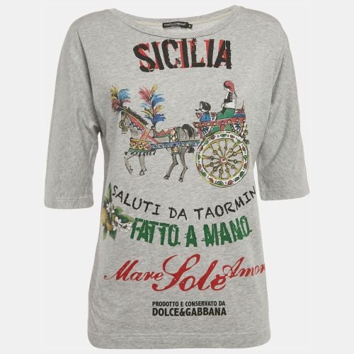 Sicilia Print Jersey Crew Neck T-Shirt S - Dolce & Gabbana - Modalova