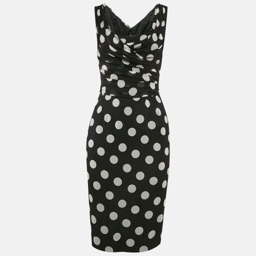 Polka Dot Silk Draped Sleeveless Short Dress S - Dolce & Gabbana - Modalova